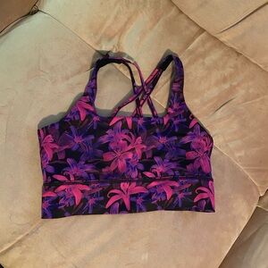 Constantly Varied Gear Floral Sports Bra with Purple and Pink Design